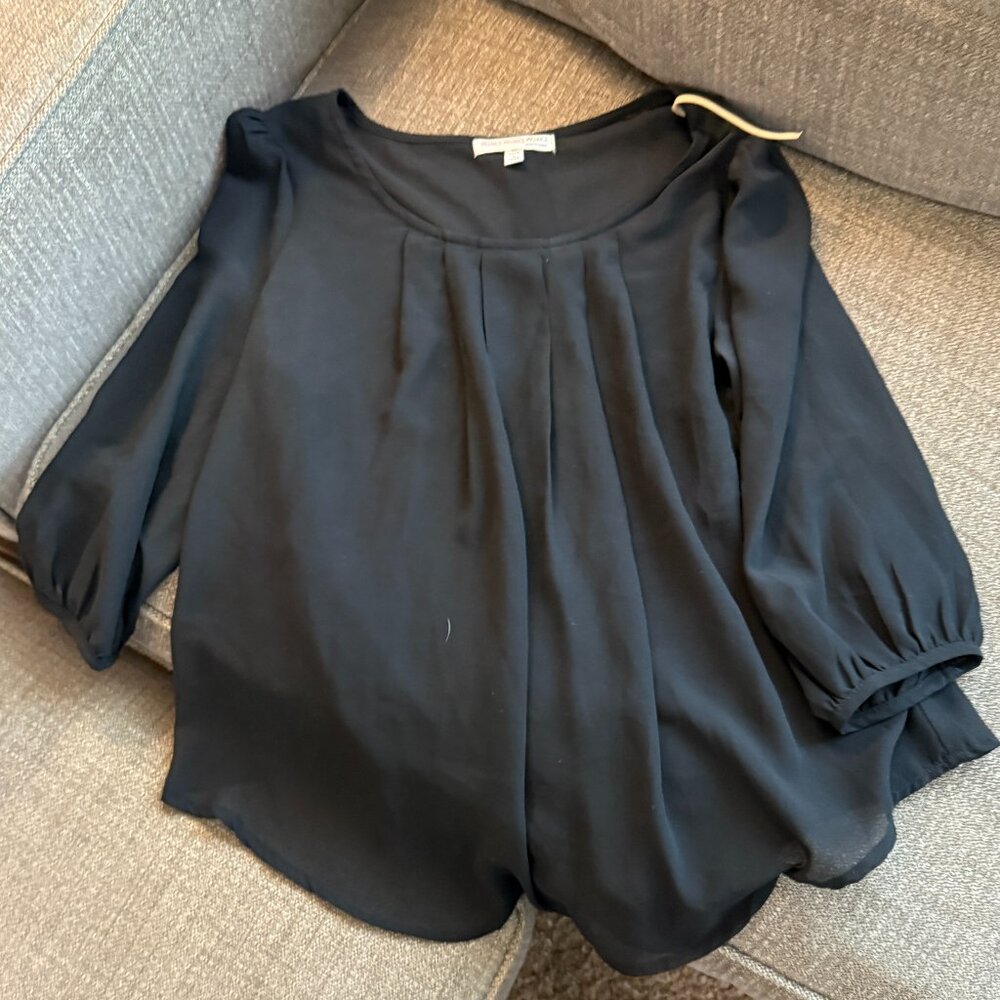 Agaci Agaci Black Blouse 3/4 sheer sleeve - M